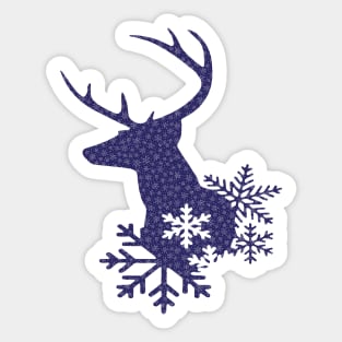 Christmas Snowflake Pattern Dark Blue Deer Sticker